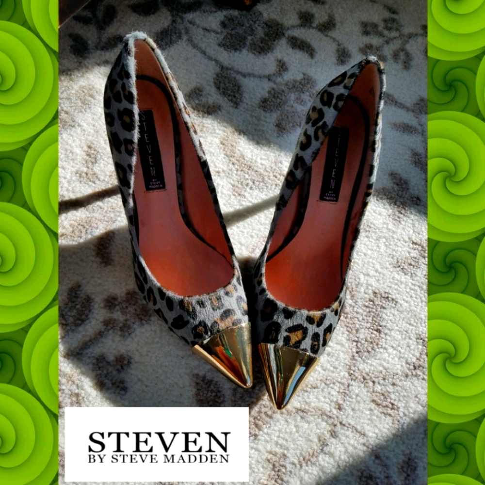 Heels Steve Madden Heels Grey Leopard Calf  sz 7.5
